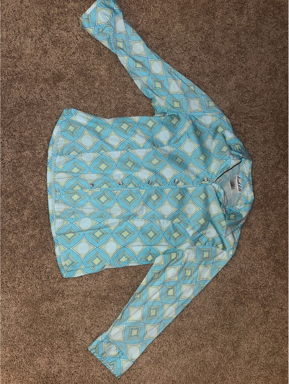 Birchhill Medium Blue Geometric Pattern Button-Up Shirt